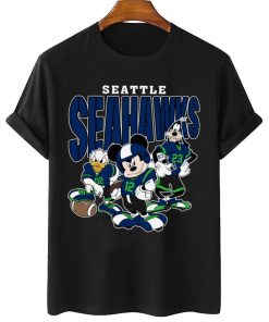 T Shirt Women 2 DSMK29 Seattle Seahawks Mickey Donald Duck And Goofy Football Team T Shirt