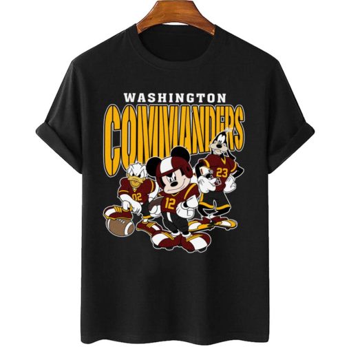 T Shirt Women 2 DSMK32 Washington Commanders Mickey Donald Duck And Goofy Football Team T Shirt