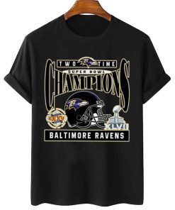 T Shirt Women 2 TSBN166 Two Time Super Bowl Champions Baltimore Ravens T Shirt