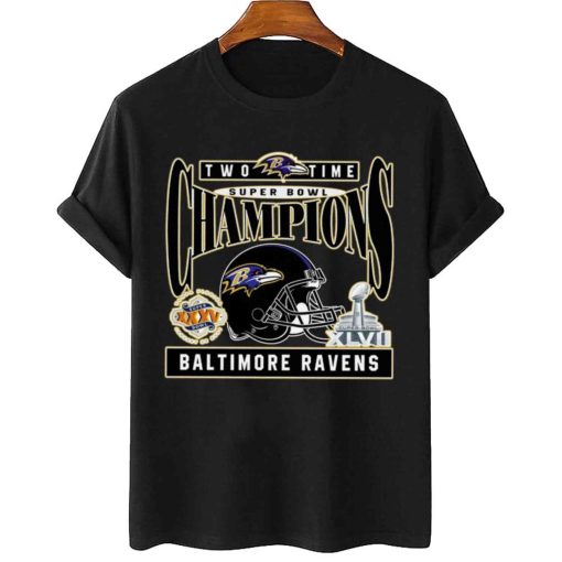 T Shirt Women 2 TSBN166 Two Time Super Bowl Champions Baltimore Ravens T Shirt