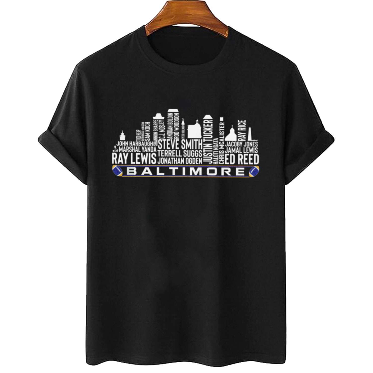 Baltimore All Time Legends Football City Skyline T-Shirt