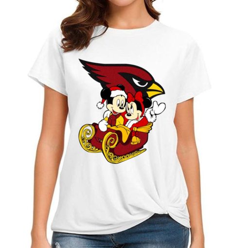 T Shirt Women DSBN003 Mickey Minnie Santa Ride Sleigh Christmas Arizona Cardinals T Shirt