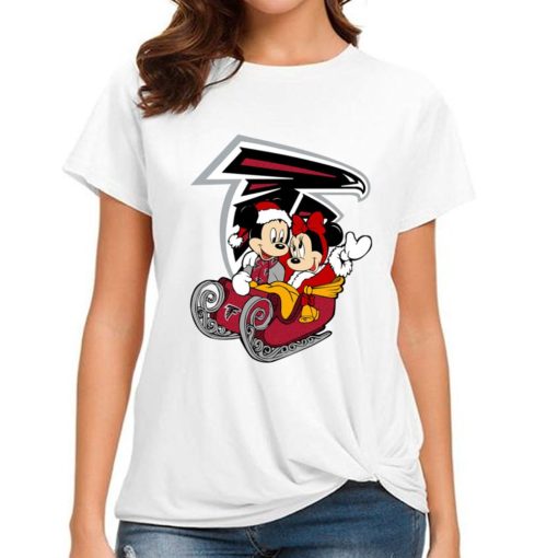 T Shirt Women DSBN027 Mickey Minnie Santa Ride Sleigh Christmas Atlanta Falcons T Shirt