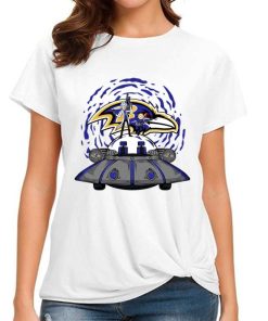 T Shirt Women DSBN044 Rick Morty In Spaceship Baltimore Ravens T Shirt