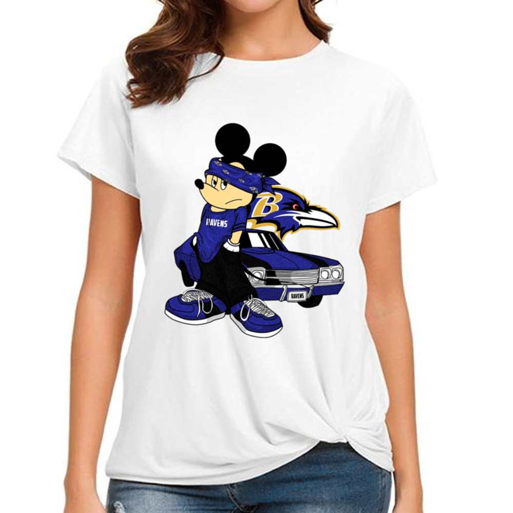 Mickey Gangster And Car Baltimore Ravens T-Shirt