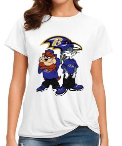 T Shirt Women DSBN048 Looney Tunes Bugs And Taz Baltimore Ravens T Shirt