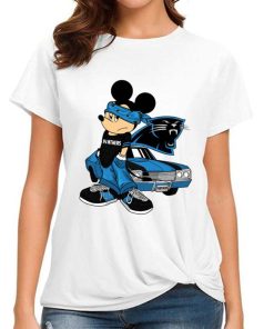 T Shirt Women DSBN080 Mickey Gangster And Car Carolina Panthers T Shirt