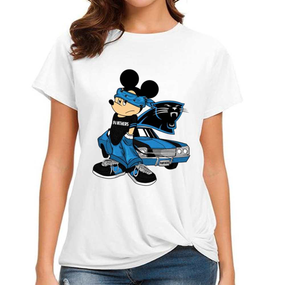 Mickey Gangster And Car Carolina Panthers T-Shirt