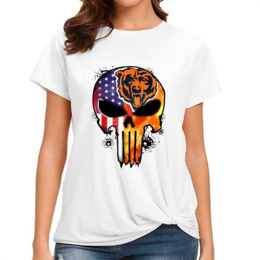T Shirt Women DSBN085 Punisher Skull Chicago Bears T Shirt