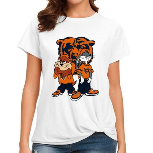 T Shirt Women DSBN089 Looney Tunes Bugs And Taz Chicago Bears T Shirt