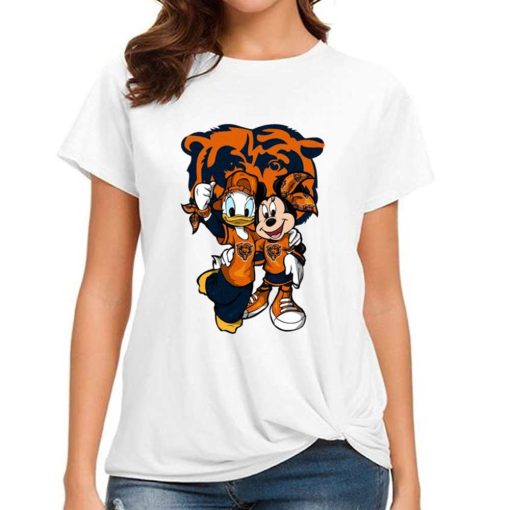 T Shirt Women DSBN092 Minnie And Daisy Duck Fans Chicago Bears T Shirt