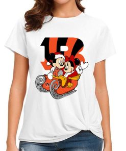 T Shirt Women DSBN099 Mickey Minnie Santa Ride Sleigh Christmas Cincinnati Bengals T Shirt