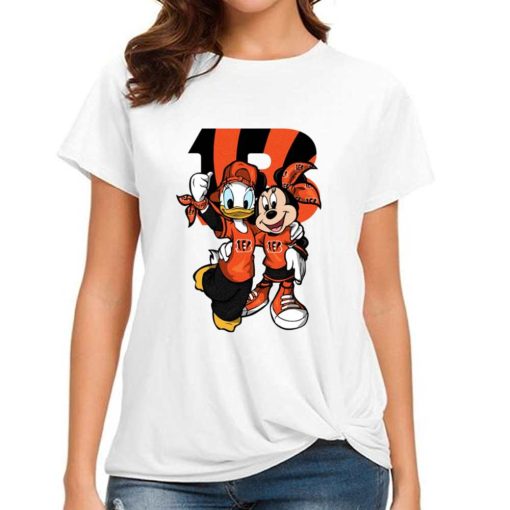 T Shirt Women DSBN107 Minnie And Daisy Duck Fans Cincinnati Bengals T Shirt