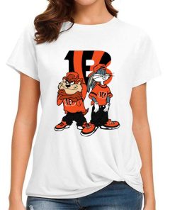 T Shirt Women DSBN110 Looney Tunes Bugs And Taz Cincinnati Bengals T Shirt