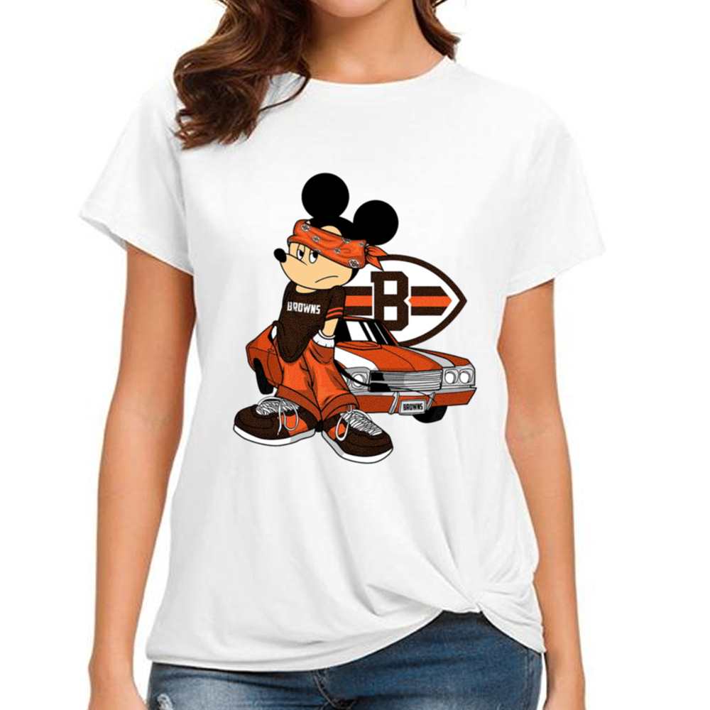 Mickey Gangster And Car Cleveland Browns T-Shirt