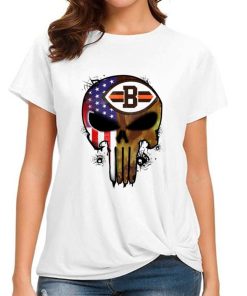 T Shirt Women DSBN128 Punisher Skull Cleveland Browns T Shirt
