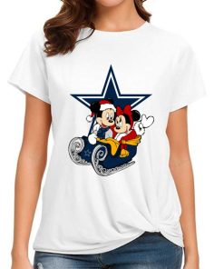 T Shirt Women DSBN132 Mickey Minnie Santa Ride Sleigh Christmas Dallas Cowboys T Shirt