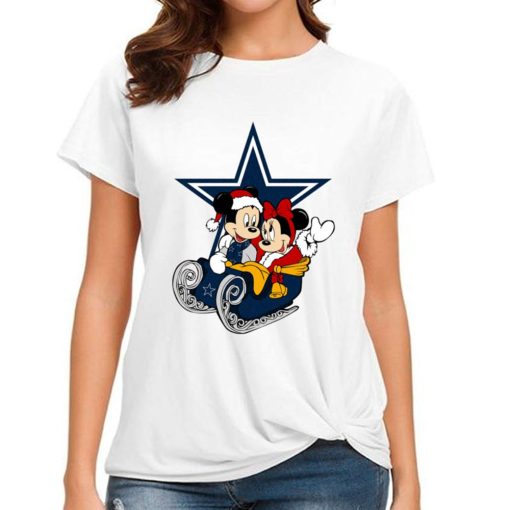T Shirt Women DSBN132 Mickey Minnie Santa Ride Sleigh Christmas Dallas Cowboys T Shirt