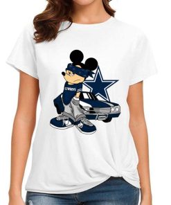 T Shirt Women DSBN134 Mickey Gangster And Car Dallas Cowboys T Shirt