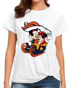 T Shirt Women DSBN147 Mickey Minnie Santa Ride Sleigh Christmas Denver Broncos T Shirt