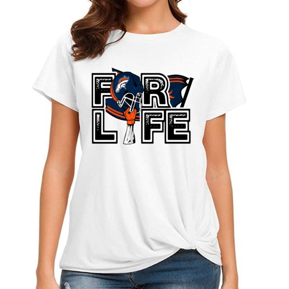 For Life Helmet Flag Denver Broncos T-Shirt