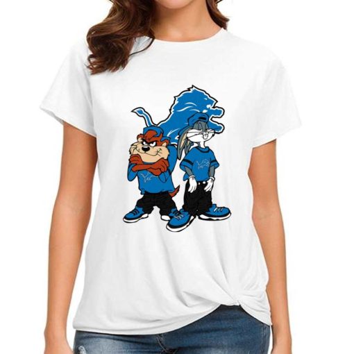 T Shirt Women DSBN163 Looney Tunes Bugs And Taz Detroit Lions T Shirt