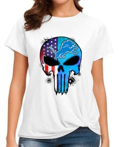 T Shirt Women DSBN167 Punisher Skull Detroit Lions T Shirt