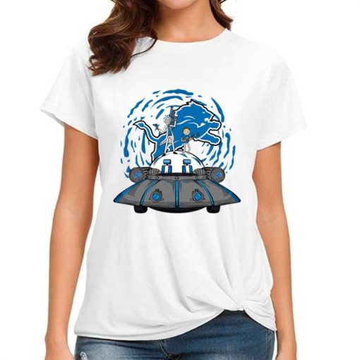 T Shirt Women DSBN170 Rick Morty In Spaceship Detroit Lions T Shirt
