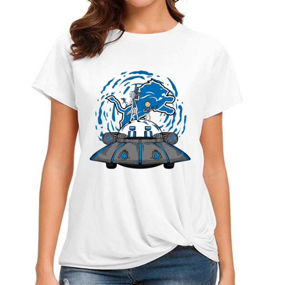Rick Morty In Spaceship Detroit Lions T-Shirt