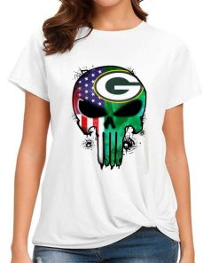 T Shirt Women DSBN182 Punisher Skull Green Bay Packers T Shirt