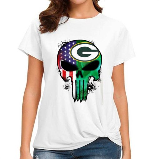 T Shirt Women DSBN182 Punisher Skull Green Bay Packers T Shirt
