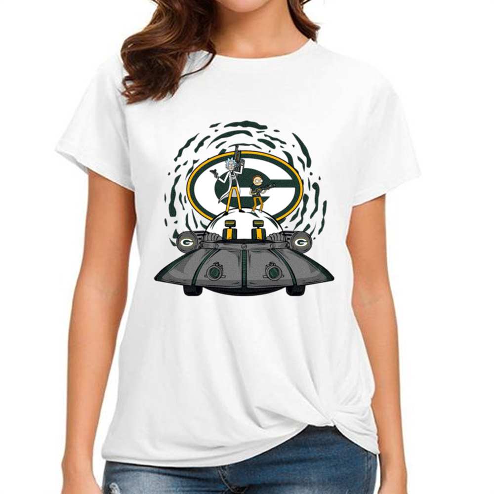 Rick Morty In Spaceship Green Bay Packers T-Shirt