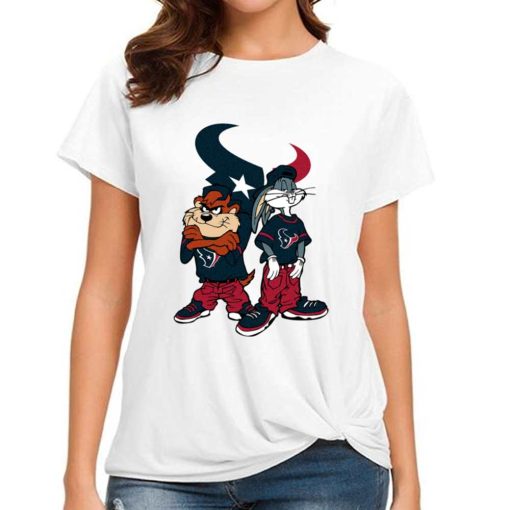 T Shirt Women DSBN197 Looney Tunes Bugs And Taz Houston Texans T Shirt
