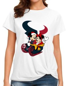 T Shirt Women DSBN204 Mickey Minnie Santa Ride Sleigh Christmas Houston Texans T Shirt