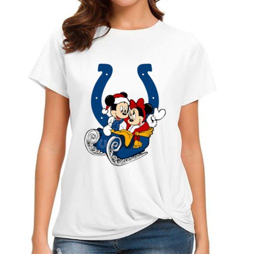 T Shirt Women DSBN212 Mickey Minnie Santa Ride Sleigh Christmas Indianapolis Colts T Shirt