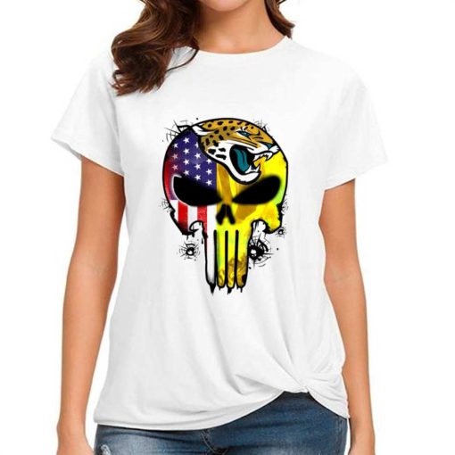T Shirt Women DSBN231 Punisher Skull Jacksonville Jaguars T Shirt