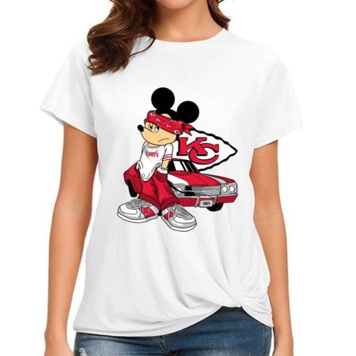T Shirt Women DSBN247 Mickey Gangster And Car Kansas City Chiefs T Shirt
