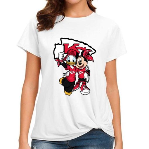T Shirt Women DSBN248 Minnie And Daisy Duck Fans Kansas City Chiefs T Shirt