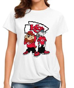 T Shirt Women DSBN251 Looney Tunes Bugs And Taz Kansas City Chiefs T Shirt