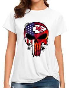 T Shirt Women DSBN253 Punisher Skull Kansas City Chiefs T Shirt