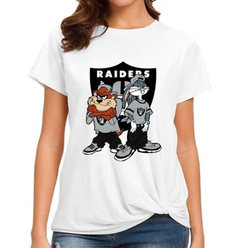 T Shirt Women DSBN258 Looney Tunes Bugs And Taz Las Vegas Raiders T Shirt