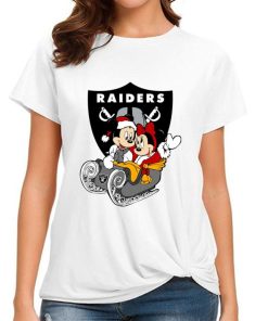 T Shirt Women DSBN264 Mickey Minnie Santa Ride Sleigh Christmas Las Vegas Raiders T Shirt