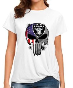 T Shirt Women DSBN270 Punisher Skull Las Vegas Raiders T Shirt