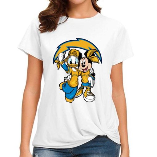 T Shirt Women DSBN278 Minnie And Daisy Duck Fans Los Angeles Chargers T Shirt