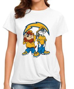 T Shirt Women DSBN282 Looney Tunes Bugs And Taz Los Angeles Chargers T Shirt