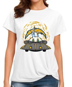 T Shirt Women DSBN286 Rick Morty In Spaceship Los Angeles Chargers T Shirt
