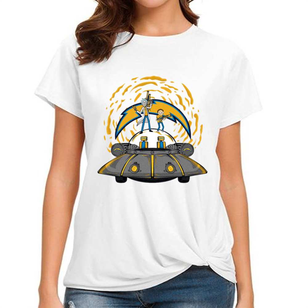 Rick Morty In Spaceship Los Angeles Chargers T-Shirt