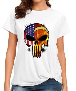 T Shirt Women DSBN288 Punisher Skull Los Angeles Chargers T Shirt