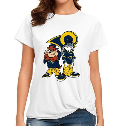 T Shirt Women DSBN293 Looney Tunes Bugs And Taz Los Angeles Rams T Shirt