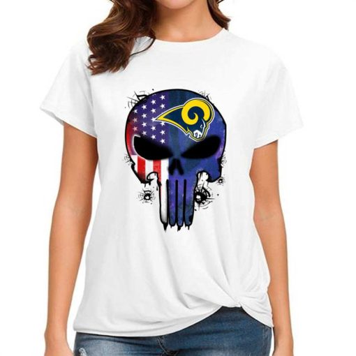 T Shirt Women DSBN296 Punisher Skull Los Angeles Rams T Shirt
